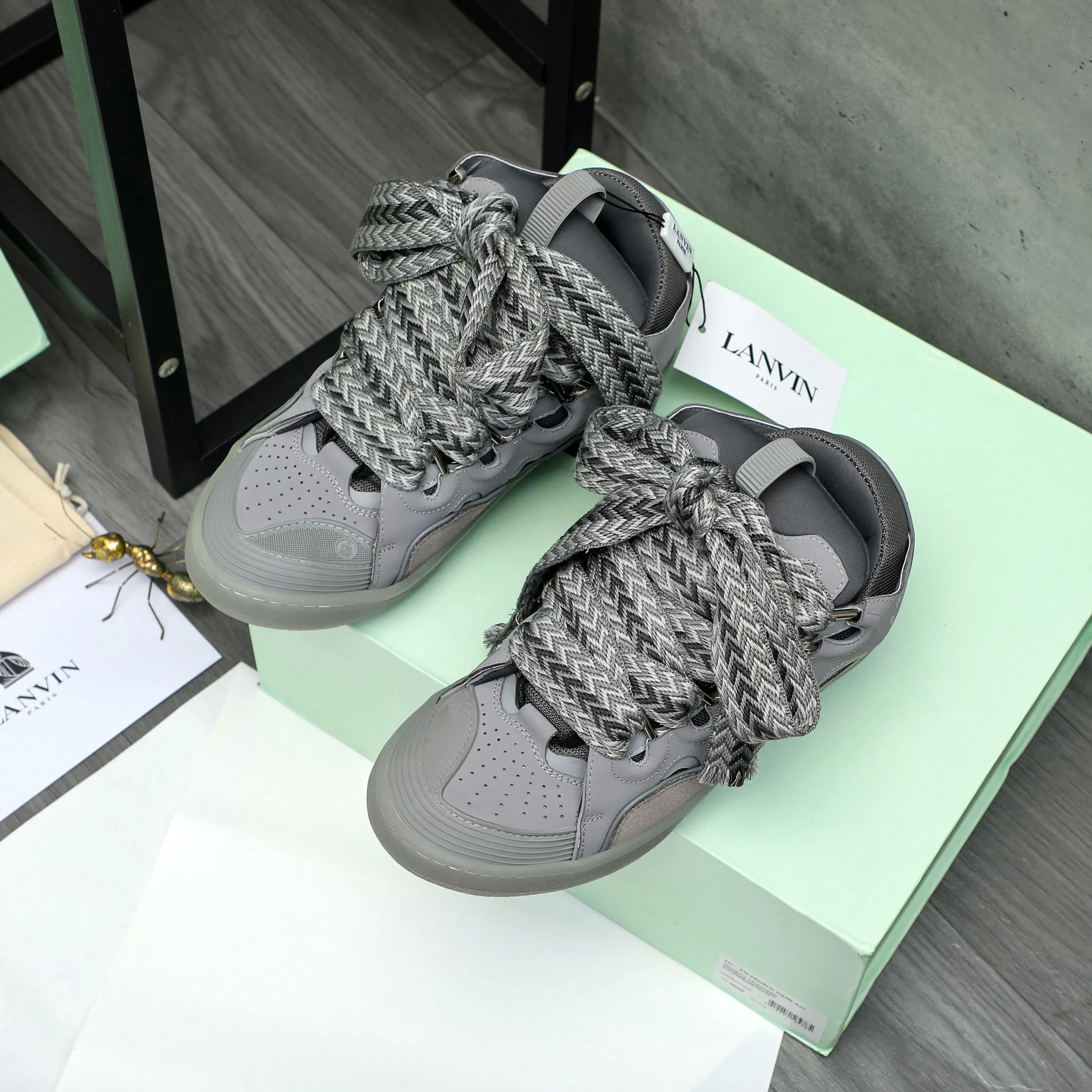 Men's shoes 💰740 [Lanvin] Lanvin high-end quality original couple's casual shoes - Upper: imported cowhide leather splicing breathable mesh - Inner lining: Lycra elastic lining - Outsole: original rubber outsole - Super high quality control·Fine workmanship: highlighted (high-end·luxury·grade) -Size: 36-45 (45 can be customized)